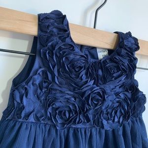 CARTERS | 2pc Navy Rosette Dress & Bloomers 12mos.